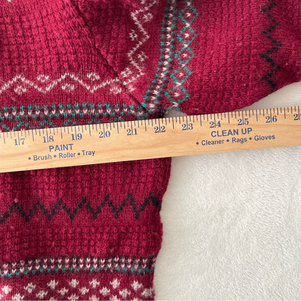 Vintage Van Heusen Fair Isle Wool Blend Sweater Red Nordic Cozy Size L Grandpa - Picture 6 of 8